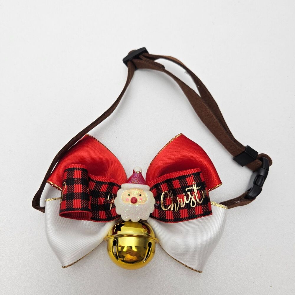 Pet collar Christmas bow and bell